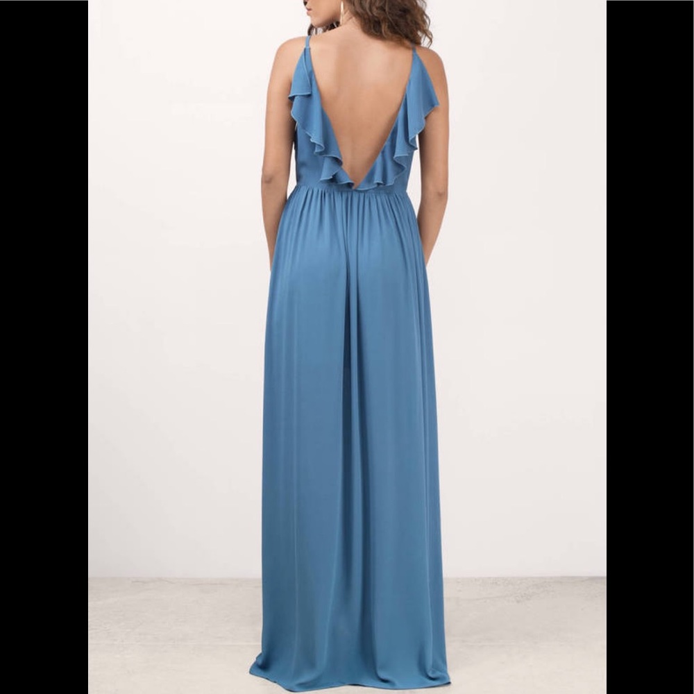 Elegant stone blue maxi dress